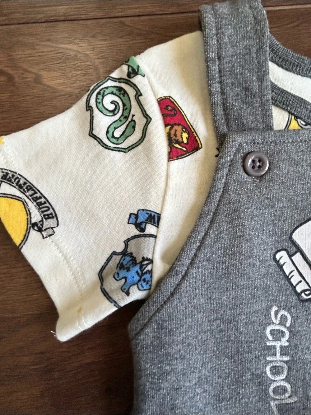 Harry Potter French Terry Short Overalls, T-Shirt, Hat Set 24m